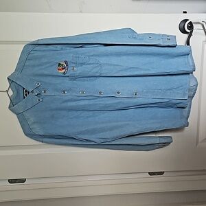 Size XL Denim Button Down Respiratory Care Embroidered Detail